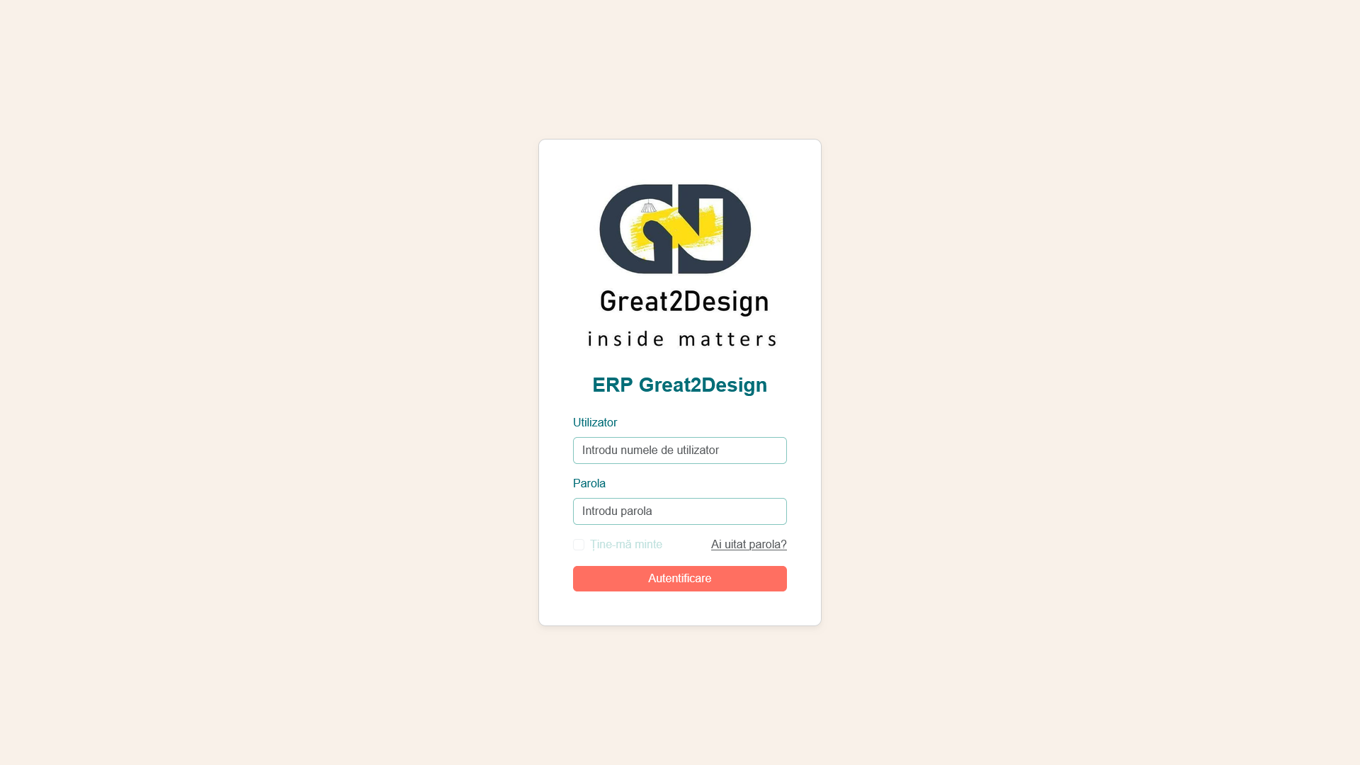 ERP's login page