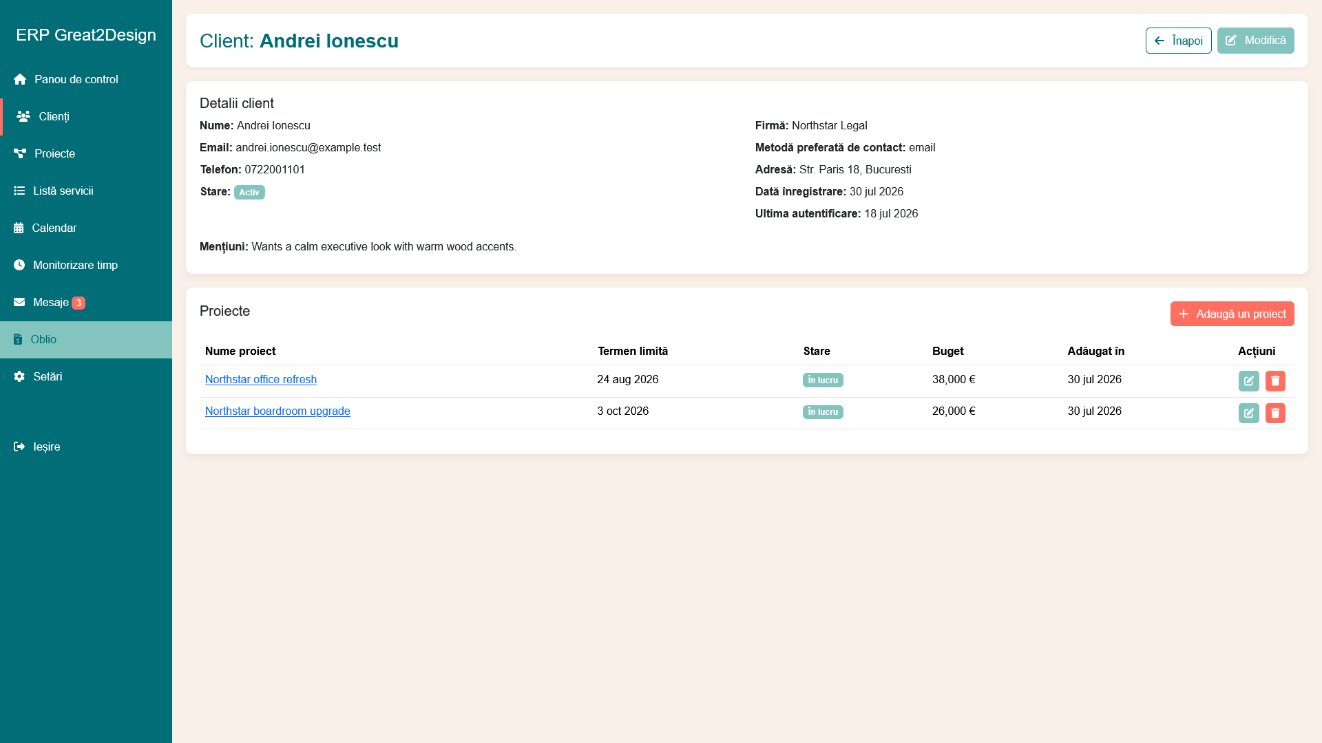 Client details
