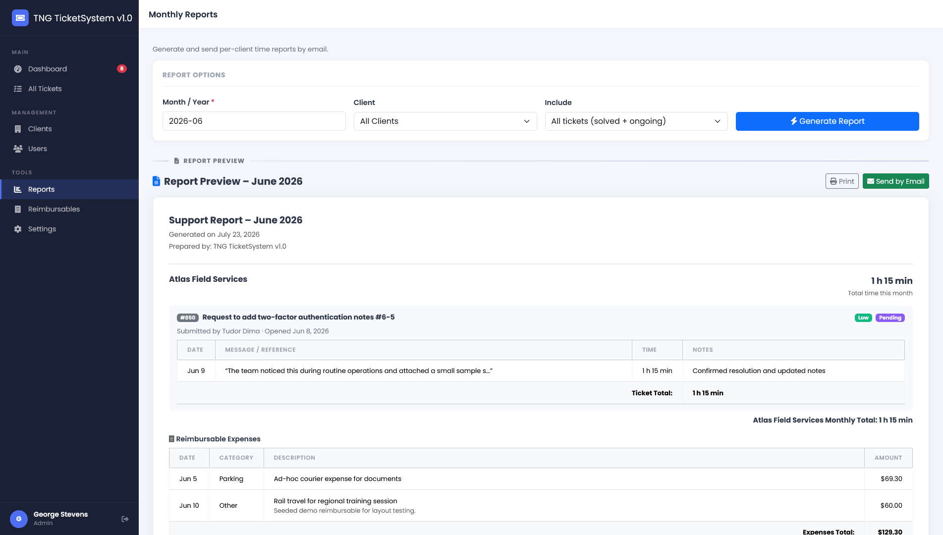 Monthly reports
